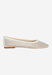 Wojas Light Beige Openwork Leather Ballet Flats | 4405659
