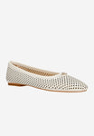 Wojas Light Beige Openwork Leather Ballet Flats | 4405659