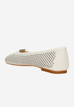 Wojas Light Beige Openwork Leather Ballet Flats | 4405659