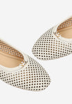 Wojas Light Beige Openwork Leather Ballet Flats | 4405659