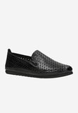 Wojas Black Openwork Leather Loafers | 4610251