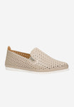 Wojas Beige Openwork Leather Loafers | 4610254