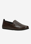 Wojas Brown Openwork Leather Loafers | 4610252