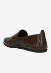 Wojas Brown Openwork Leather Loafers | 4610252