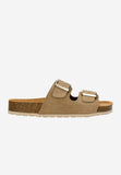 Wojas Beige Velour Leather Slide Sandals | 7407764