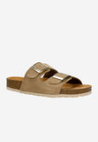 Wojas Beige Velour Leather Slide Sandals | 7407764