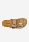 Wojas Beige Velour Leather Slide Sandals | 7407764