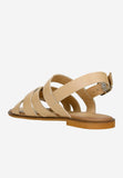 Wojas Beige Leather Sandals with Golden Buckle | 7621054