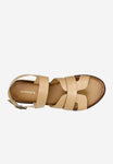 Wojas Beige Leather Sandals with Golden Buckle | 7621054
