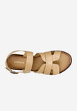 Wojas Beige Leather Sandals with Golden Buckle | 7621054