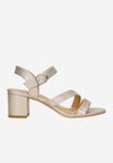 Wojas Golden Leather Open Toe Ankle Strap Block High Heel Sandals | 7620568