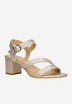 Wojas Golden Leather Open Toe Ankle Strap Block High Heel Sandals | 7620568