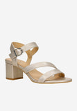 Wojas Golden Leather Open Toe Ankle Strap Block High Heel Sandals | 7620568
