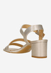 Wojas Golden Leather Open Toe Ankle Strap Block High Heel Sandals | 7620568