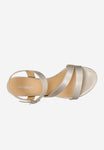 Wojas Golden Leather Open Toe Ankle Strap Block High Heel Sandals | 7620568