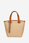 Wojas Beige Leather and Raffia Tote Bag | 8033983