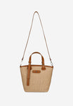 Wojas Beige Leather and Raffia Tote Bag | 8033983