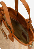 Wojas Beige Leather and Raffia Tote Bag | 8033983