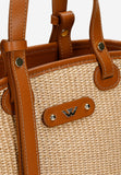 Wojas Beige Leather and Raffia Tote Bag | 8033983