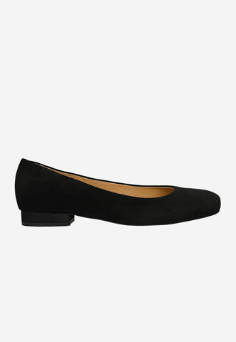 Wojas Black Velour Leather Classic Ballet Flats | 4406961