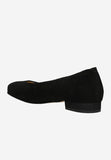 Wojas Black Velour Leather Classic Ballet Flats | 4406961