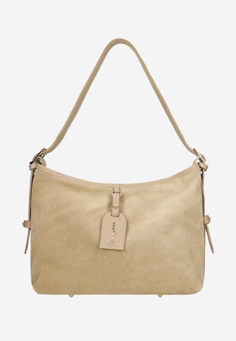 Wojas Beige Velour Leather Crossbody Bag | 8045774