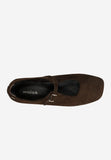 Wojas Brown Velour Leather Ballet Flats with Single Strap | 4406762