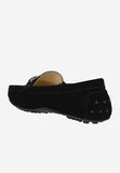Wojas Black Velour Leather Loafers with Crystal Decoration | 4632861