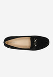Wojas Black Velour Leather Loafers with Crystal Decoration | 4632861