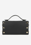 Wojas Black Boxy Leather Crossbody Bag with Golden Logo | 8032951