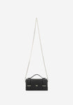 Wojas Black Boxy Leather Crossbody Bag with Golden Logo | 8032951