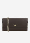 Wojas Dark Brown Leather Crossbody Bag with Golden Logo | 8034152