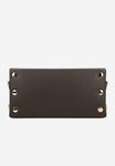 Wojas Dark Brown Leather Crossbody Bag with Golden Logo | 8034152