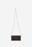 Wojas Dark Brown Leather Crossbody Bag with Golden Logo | 8034152