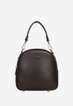 Wojas Dark Brown Leather Crossbody Bag with Golden Logo | 8043152