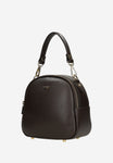 Wojas Dark Brown Leather Crossbody Bag with Golden Logo | 8043152