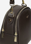Wojas Dark Brown Leather Crossbody Bag with Golden Logo | 8043152