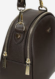 Wojas Dark Brown Leather Crossbody Bag with Golden Logo | 8043152