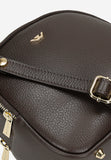 Wojas Dark Brown Leather Crossbody Bag with Golden Logo | 8043152