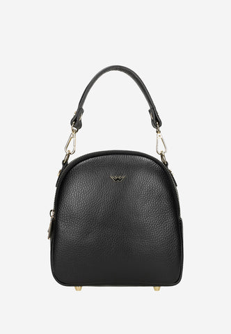 Wojas Black Leather Crossbody Bag with Golden Logo | 8043151