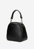 Wojas Black Leather Crossbody Bag with Golden Logo | 8043151