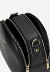 Wojas Black Leather Crossbody Bag with Golden Logo | 8043151