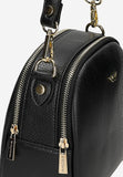 Wojas Black Leather Crossbody Bag with Golden Logo | 8043151