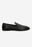 Wojas Black Leather Loafers with Logo | 4637351