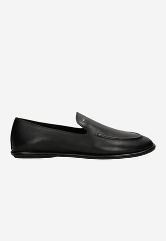 Wojas Black Leather Loafers with Logo | 4637351