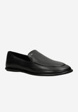 Wojas Black Leather Loafers with Logo | 4637351