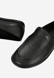 Wojas Black Leather Loafers with Logo | 4637351