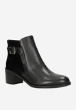 Wojas Black Combined Leather Insulated Ankle Boots with Belt | 5532771