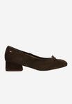 Wojas Dark Brown Velour Leather Heels with Bow | 3517562