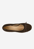 Wojas Dark Brown Velour Leather Heels with Bow | 3517562